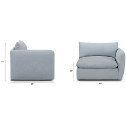 Leigh 46" Right Arm Module - Silver Light Blue