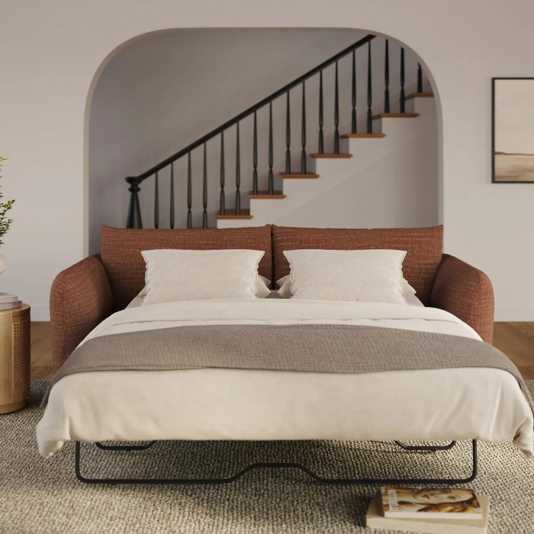 Leigh 86" Sofa Bed - Napa Rust