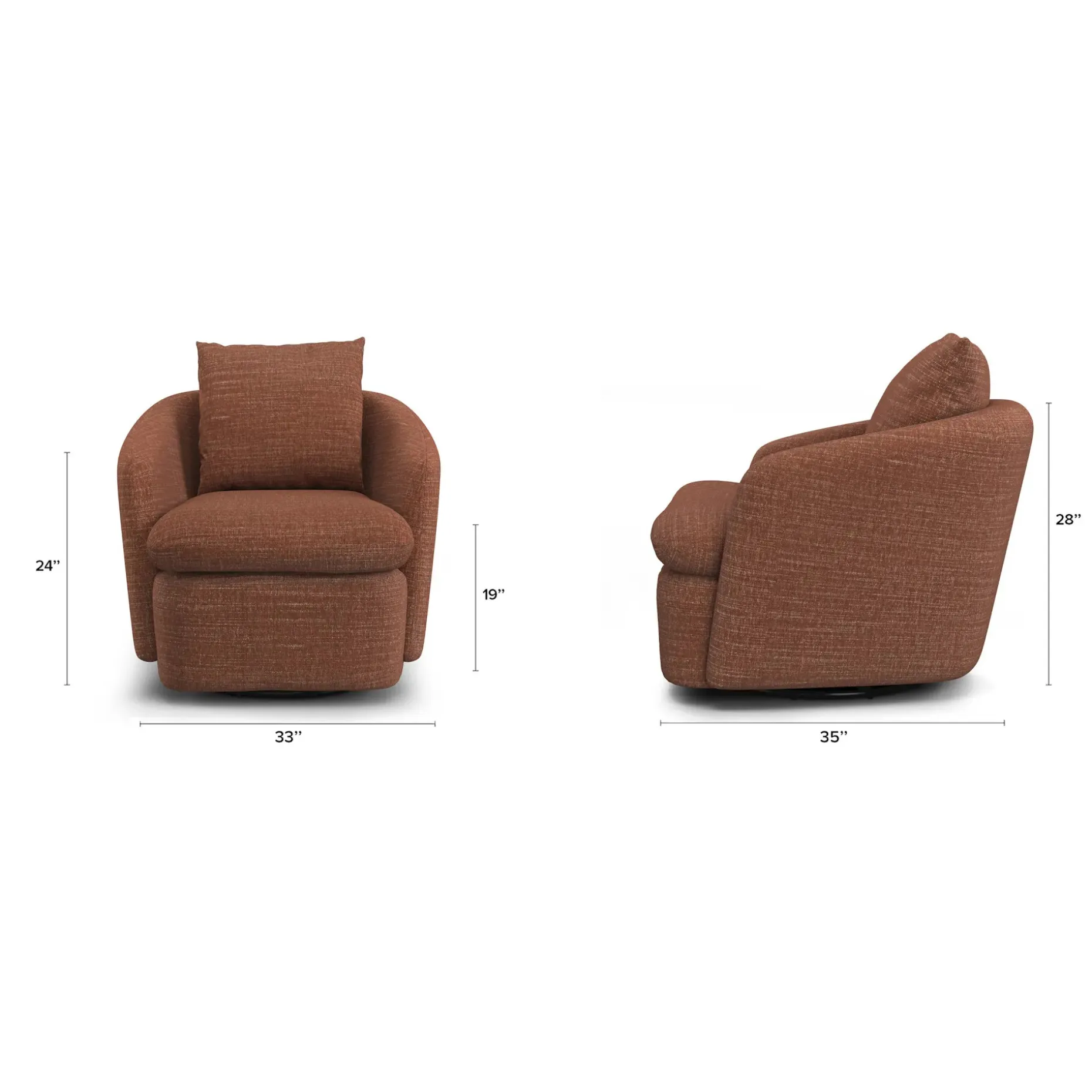 Leigh 33" Swivel Lounge Chair - Napa Rust
