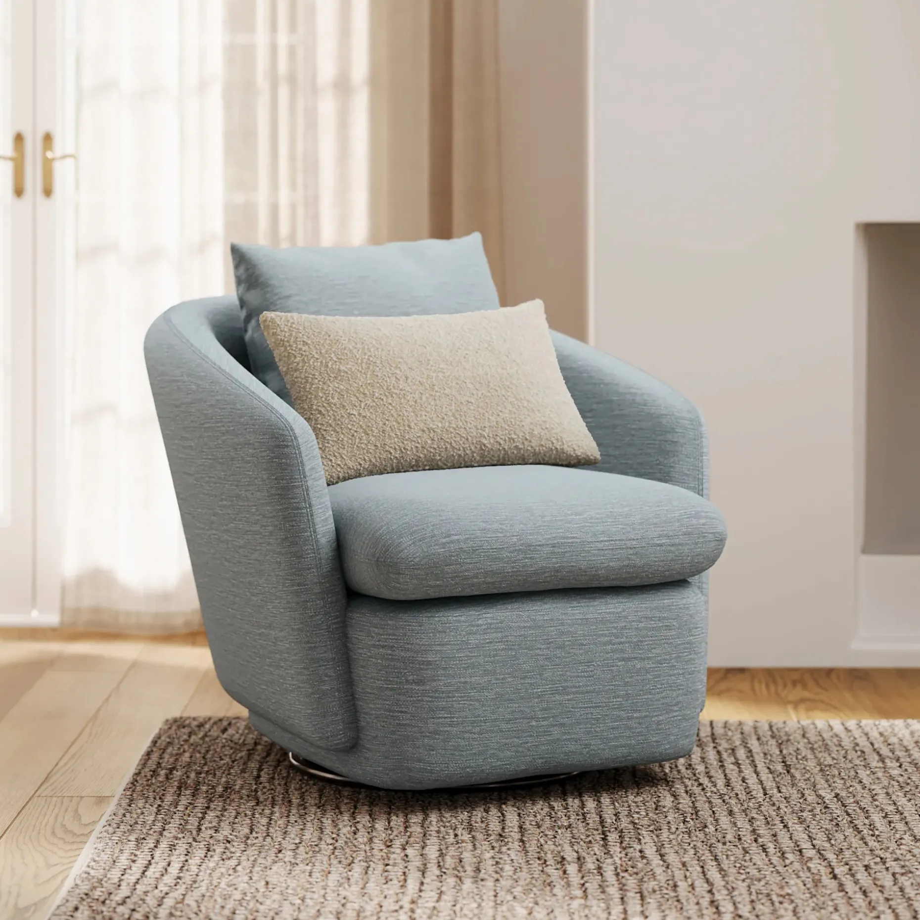 Leigh 33" Swivel Lounge Chair - Silver Light Blue