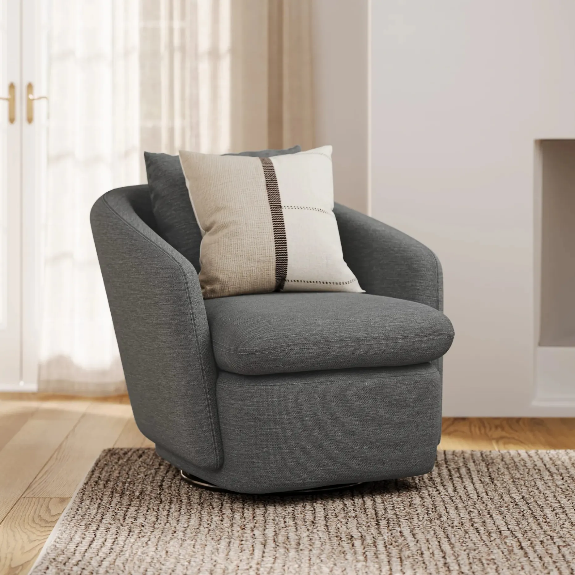 Leigh 33" Swivel Lounge Chair - Silver Gray