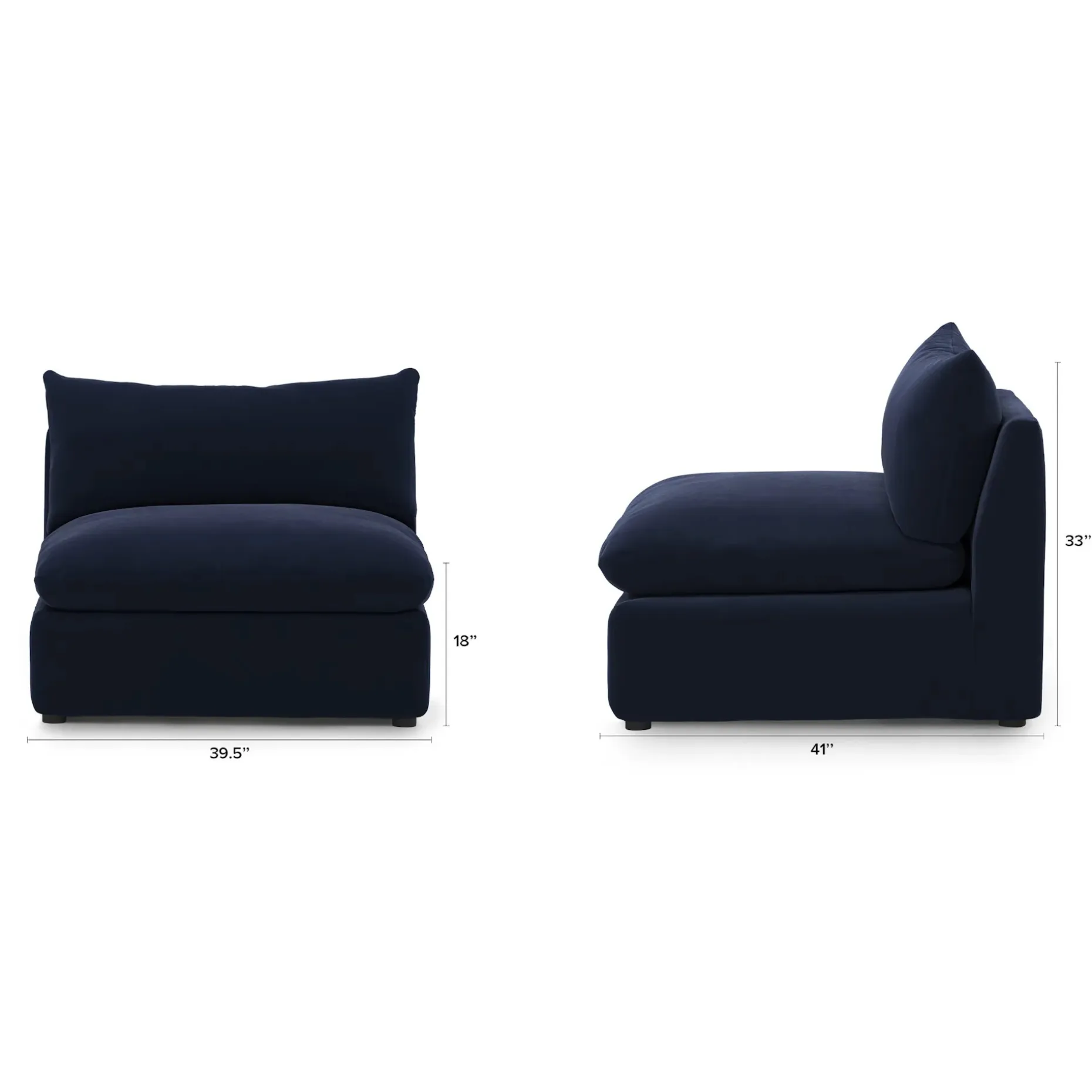 Leigh 39.5" Velvet Armless Chair Module - Hale Ink