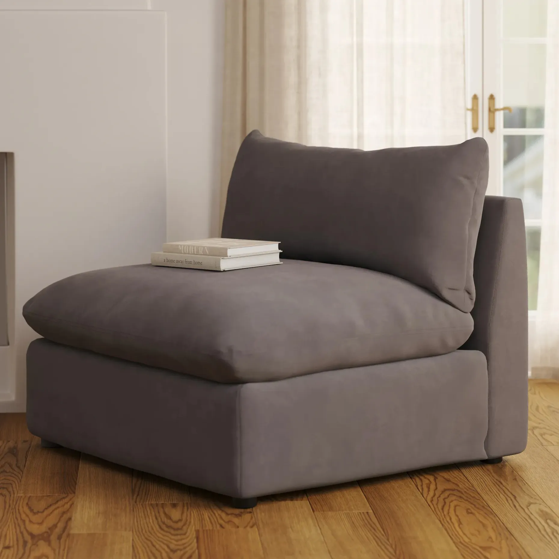 Leigh 39.5" Velvet Armless Chair Module - Hale Warm Gray