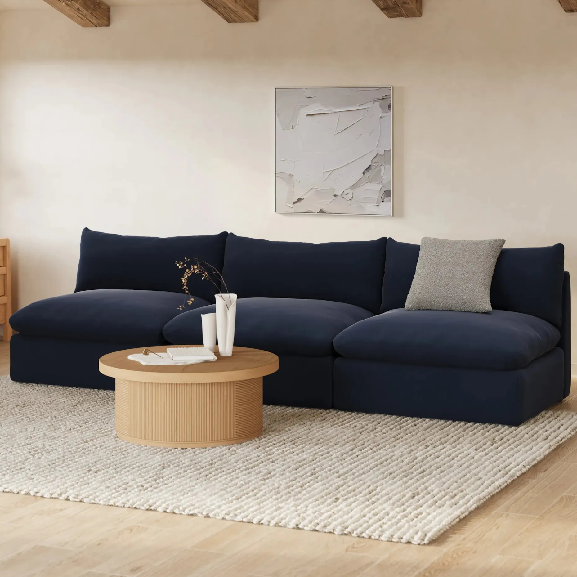 Leigh 118" Velvet Armless Modular Sofa - Hale Ink