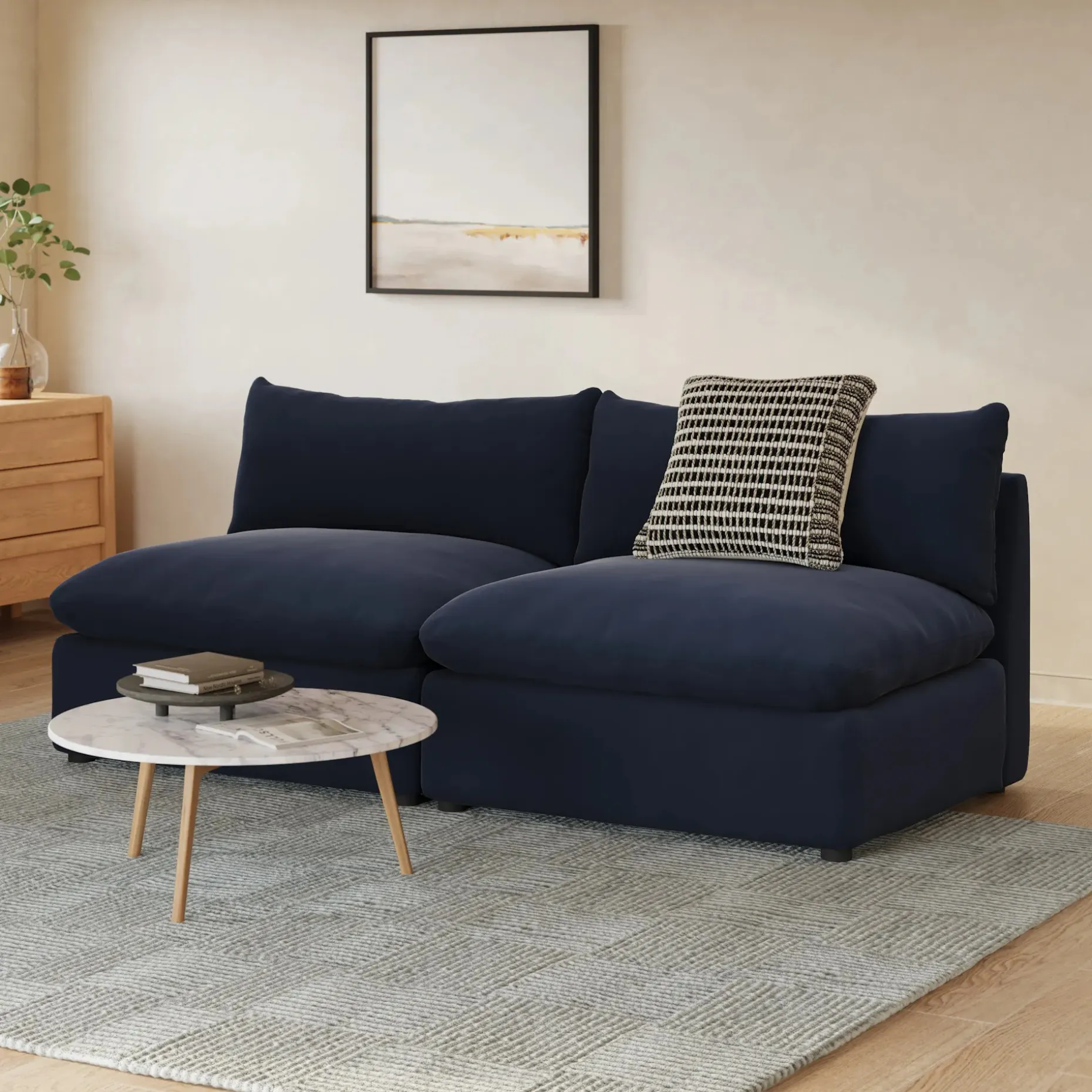 Leigh 79" Velvet Armless Modular Sofa - Hale Ink