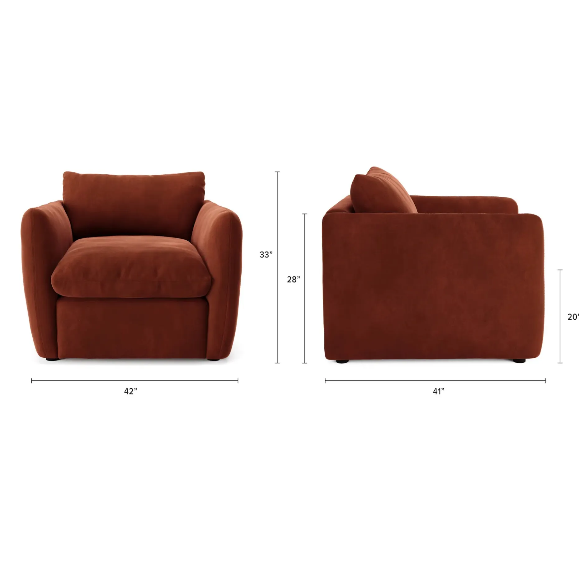 Leigh 42" Velvet Lounge Chair - Hale Rust