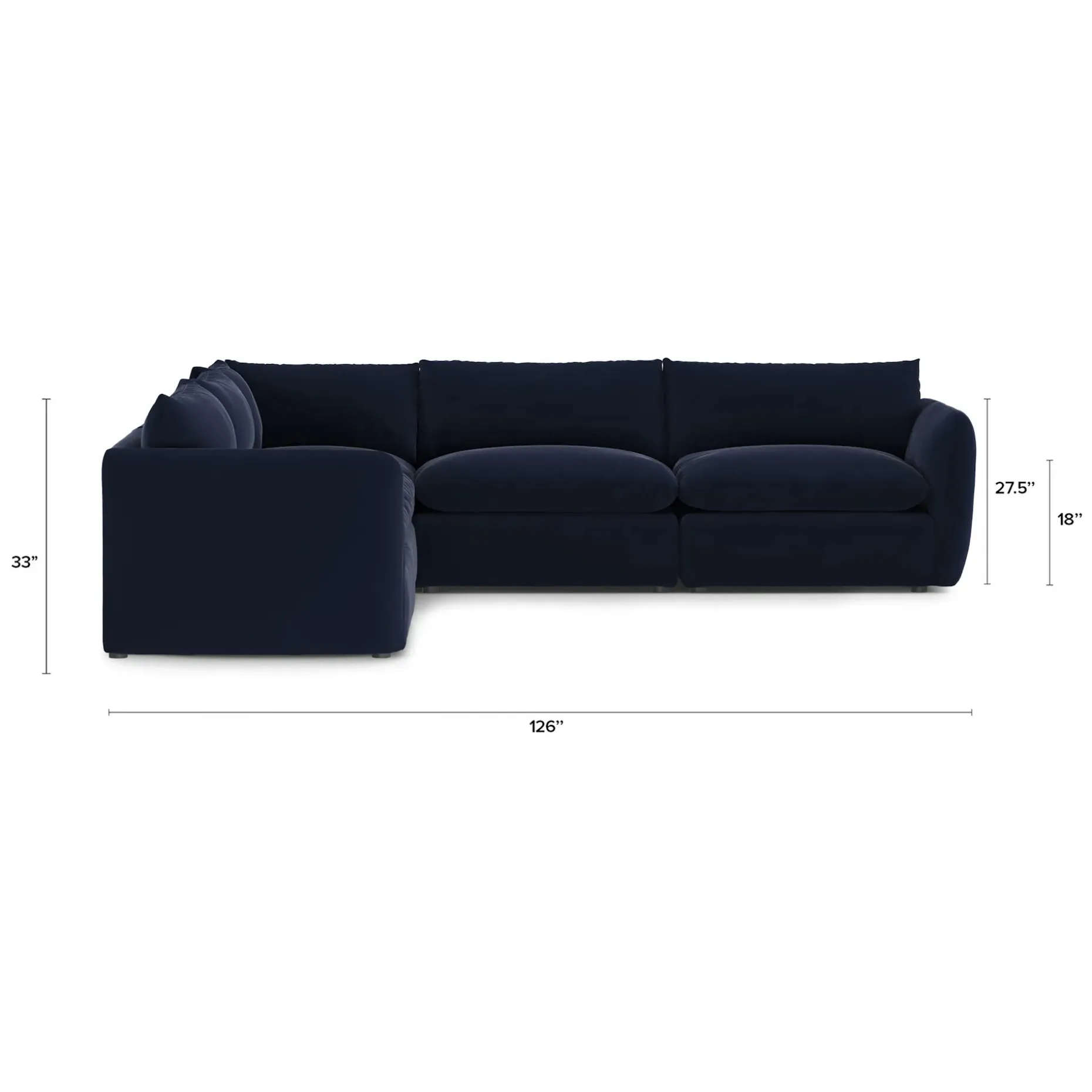 Leigh 126" Velvet Modular Corner Sectional - Hale Ink