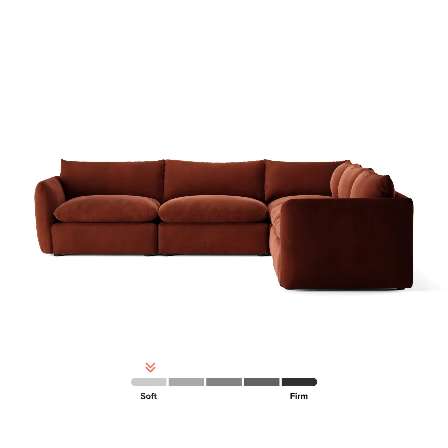 Leigh 126" Velvet Modular Corner Sectional - Hale Rust
