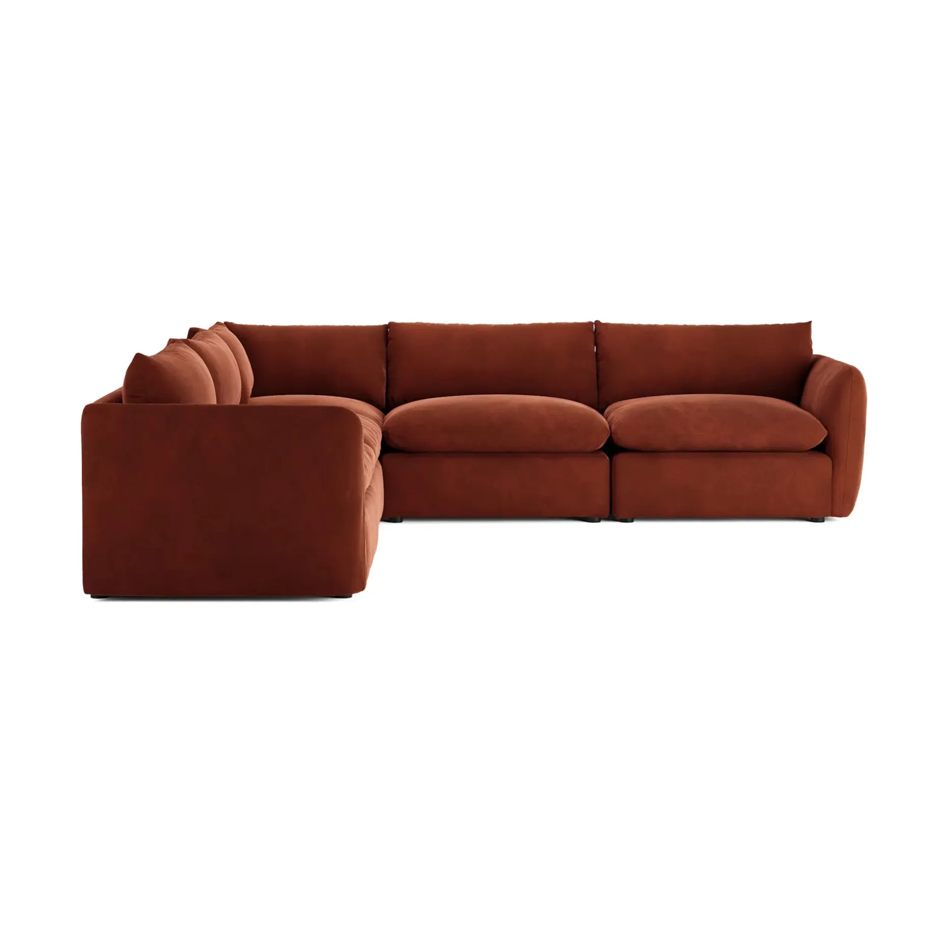 Leigh 126" Velvet Modular Corner Sectional - Hale Rust