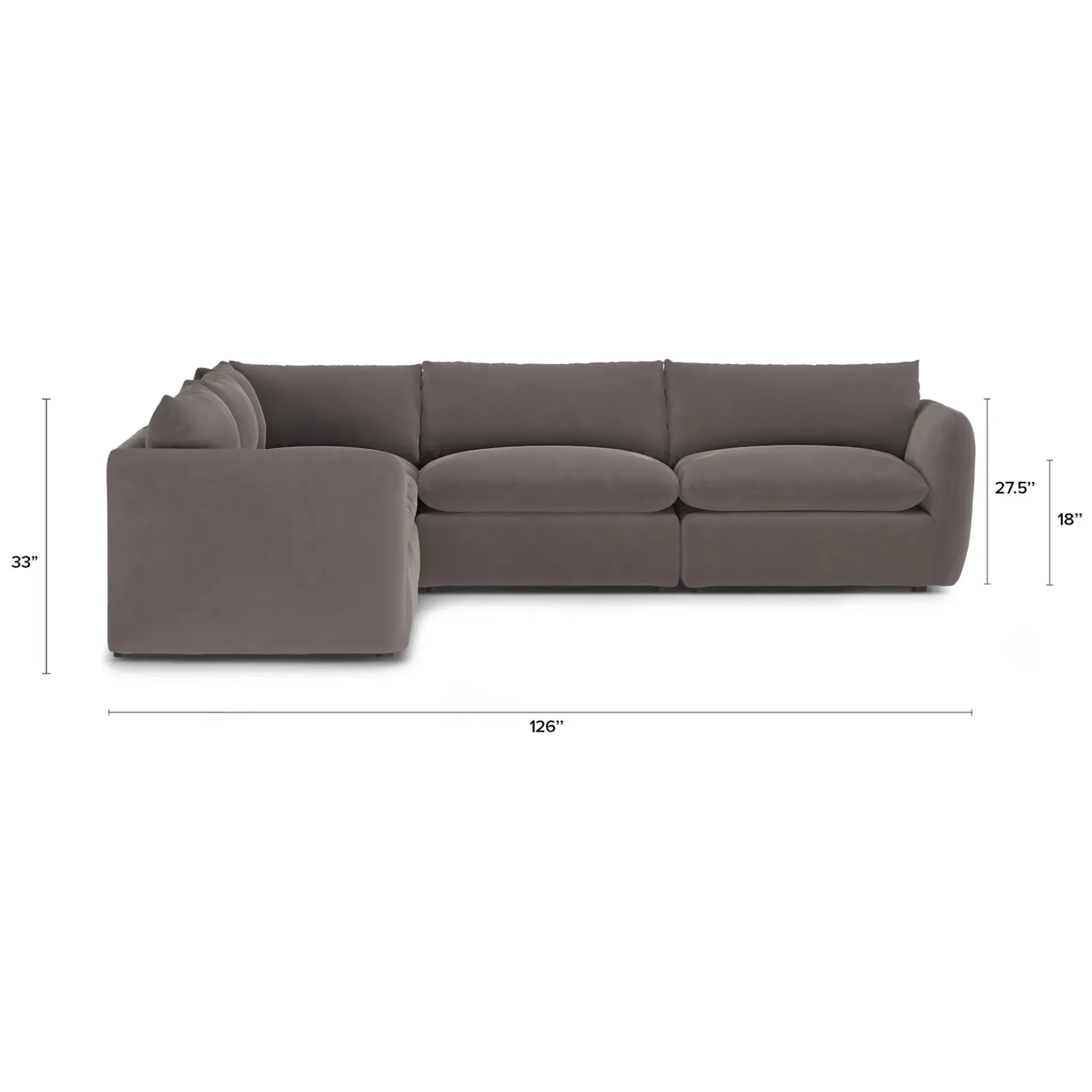 Leigh 126" Velvet Modular Corner Sectional - Hale Warm Gray