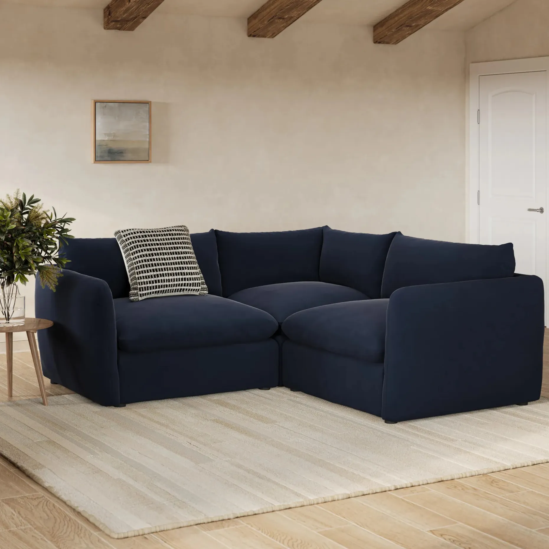 Leigh 87" Velvet Modular Corner Sectional - Hale Ink