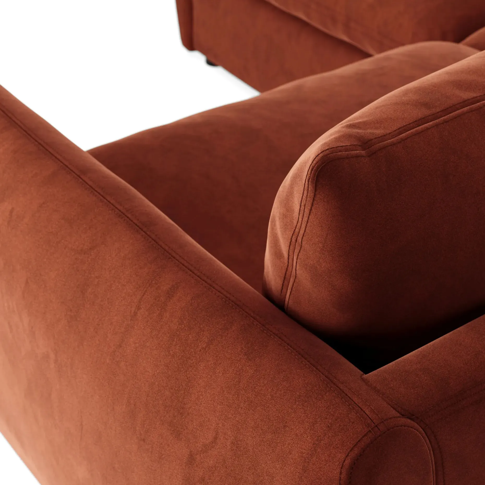 Leigh 87" Velvet Modular Corner Sectional - Hale Rust