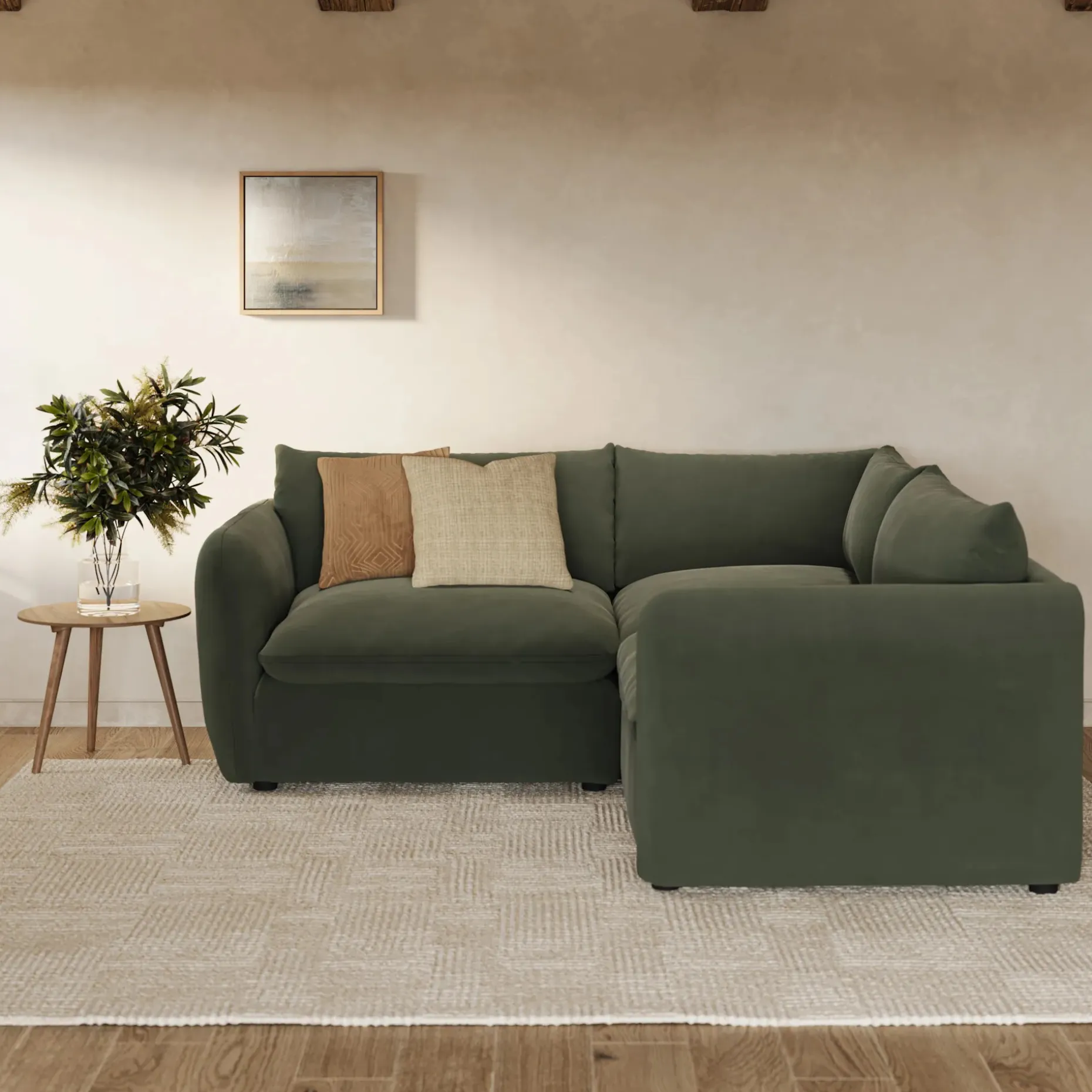 Leigh 87" Velvet Modular Corner Sectional - Hale Fir Green