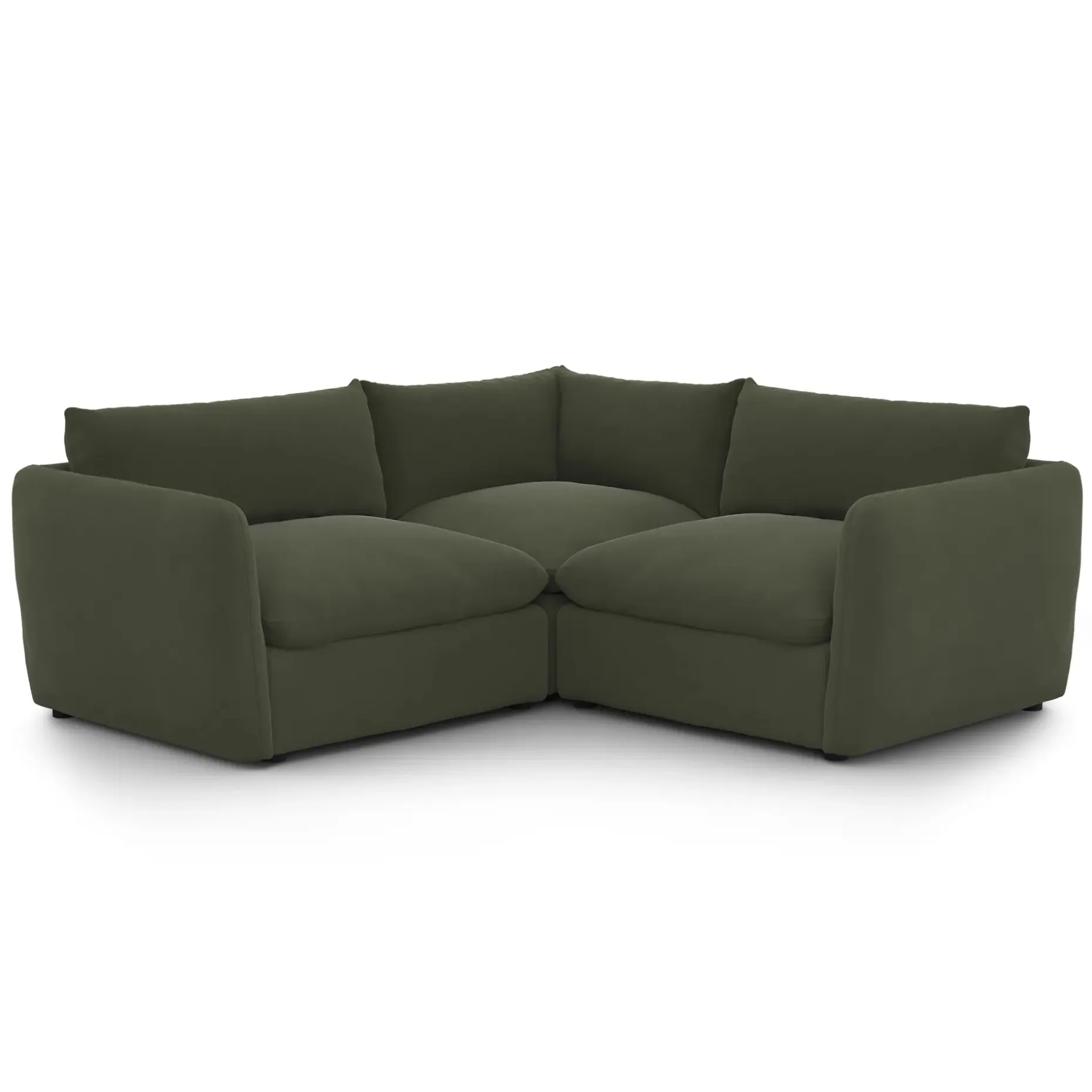 Leigh 87" Velvet Modular Corner Sectional - Hale Fir Green