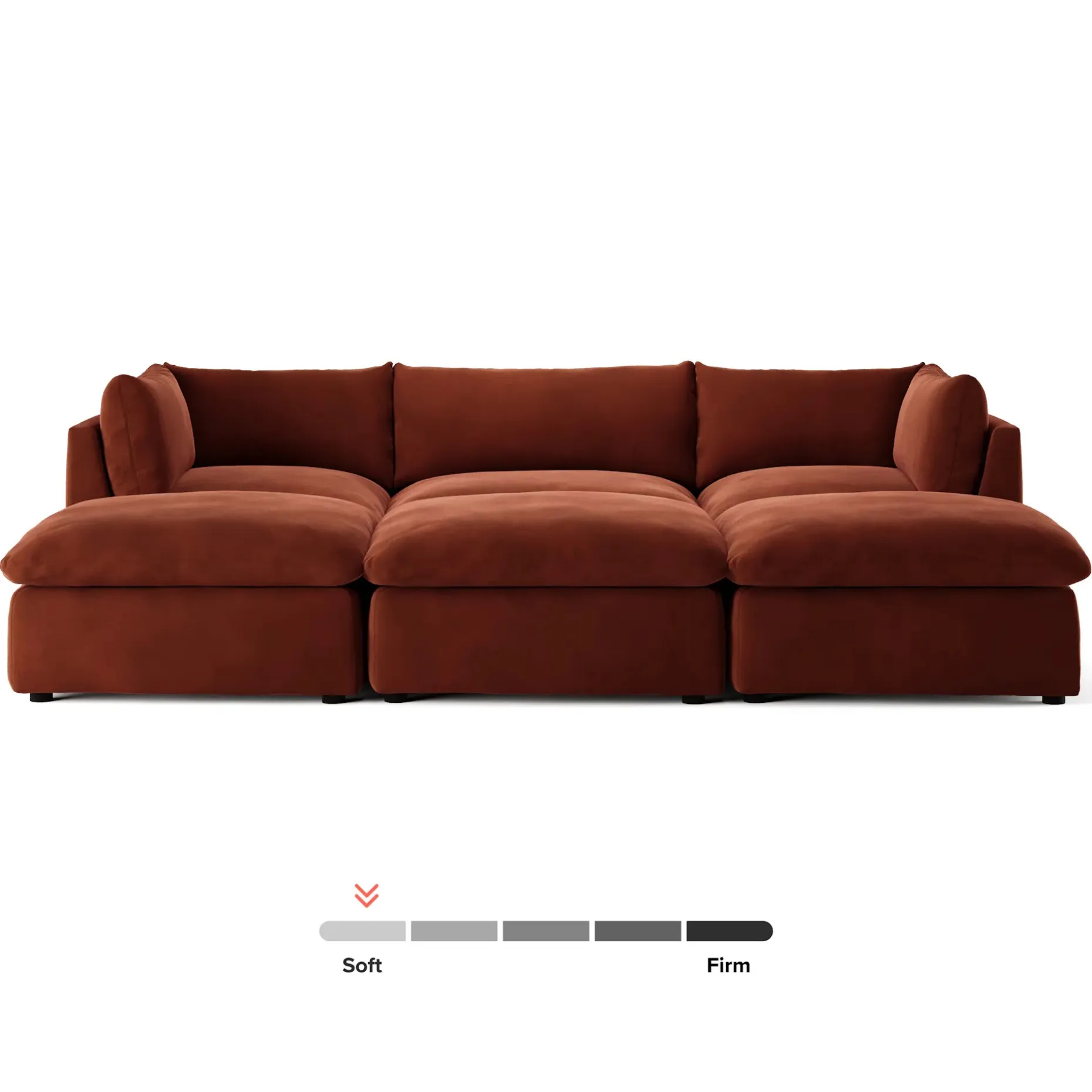 Leigh 121.5" Velvet Modular Open Pit Sectional - Hale Rust