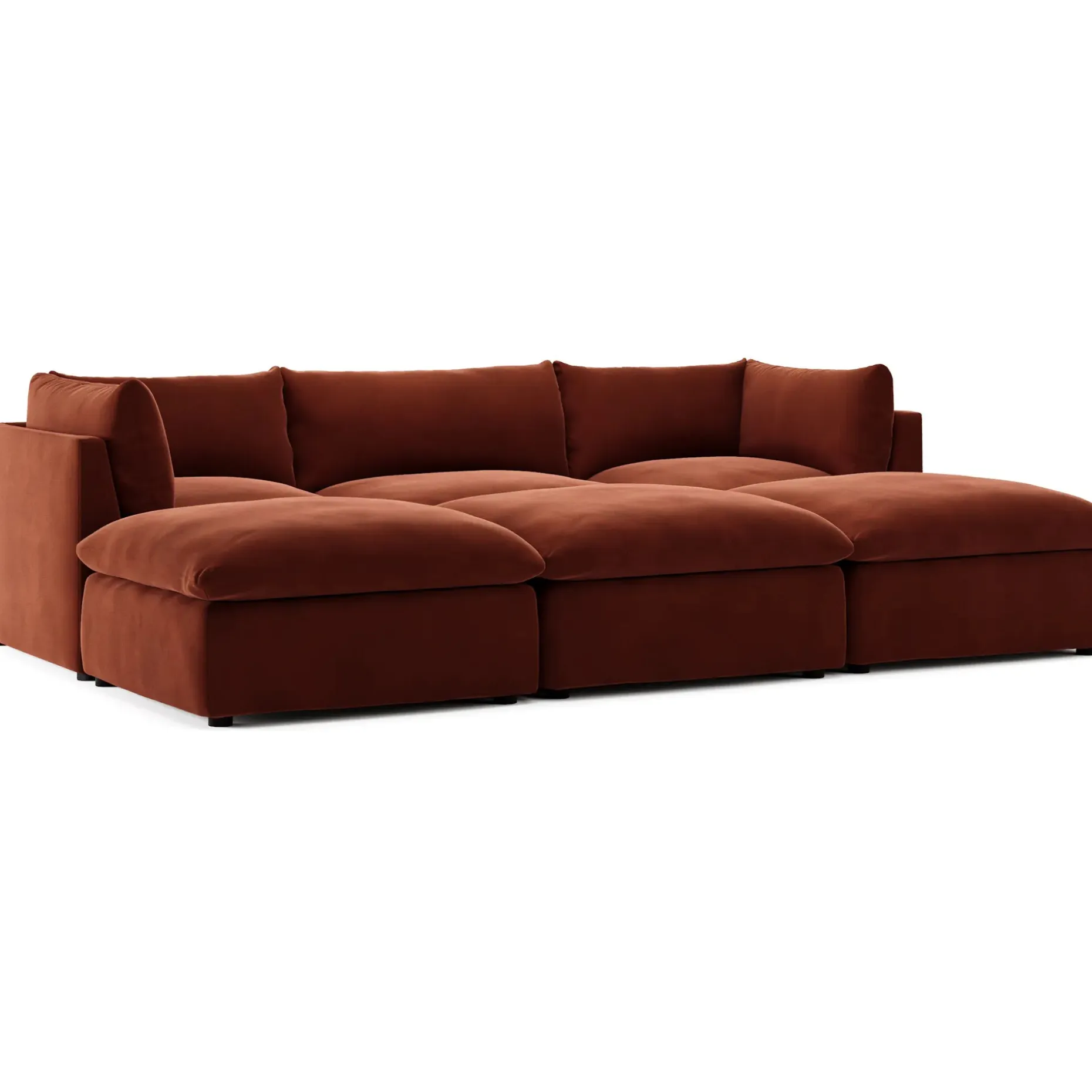 Leigh 121.5" Velvet Modular Open Pit Sectional - Hale Rust