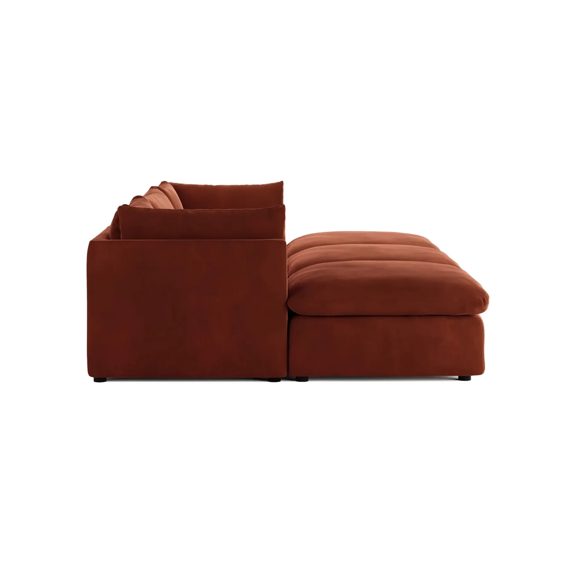 Leigh 121.5" Velvet Modular Open Pit Sectional - Hale Rust