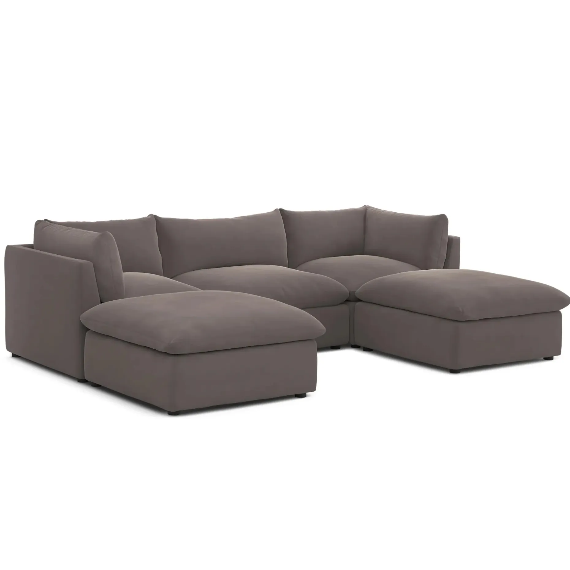 Leigh 121.5" Velvet Modular 3-Seater U-Shaped Sectional - Hale Warm Gray