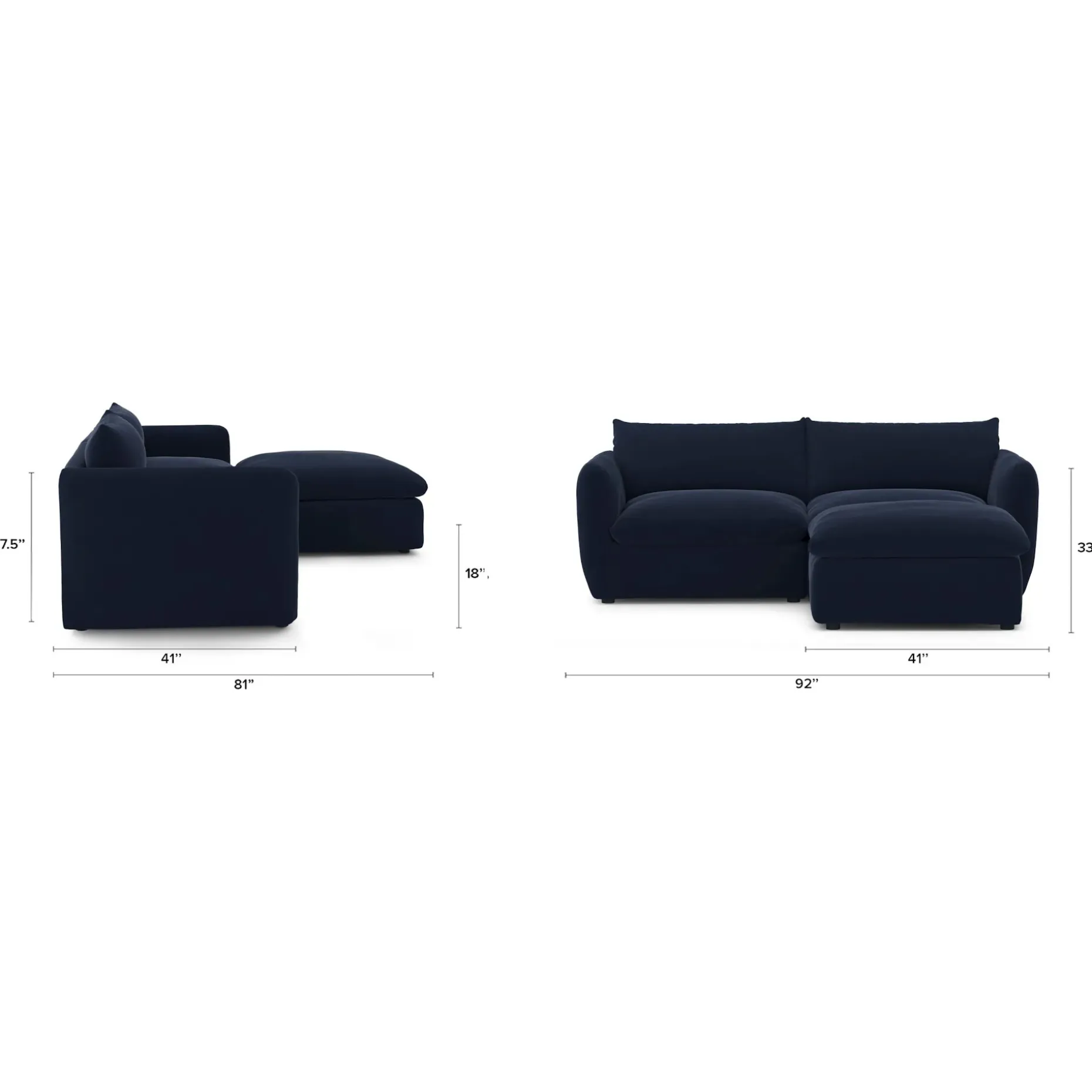 Leigh 92" Velvet Modular Sectional - Hale Ink