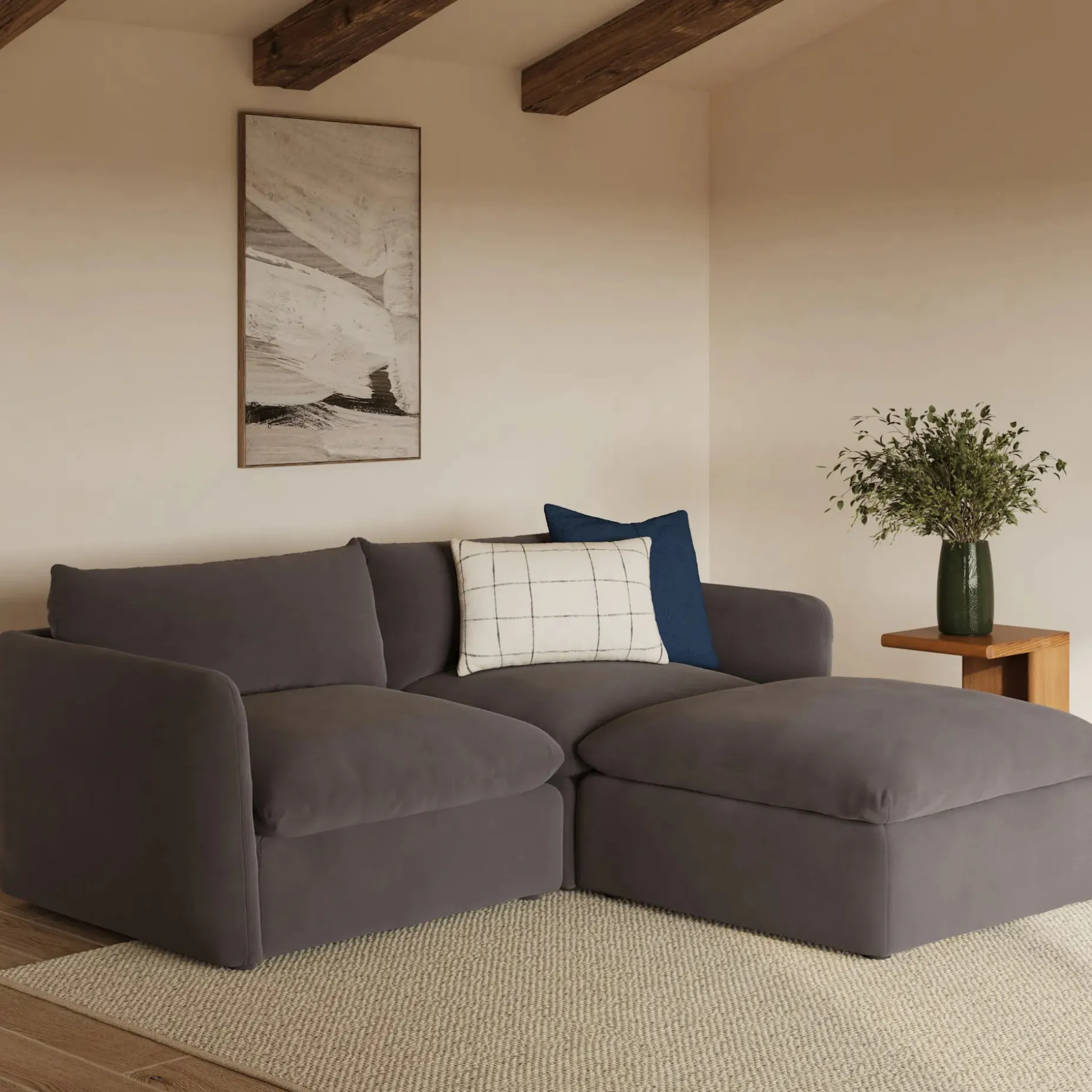 Leigh 92" Velvet Modular Sectional - Hale Warm Gray