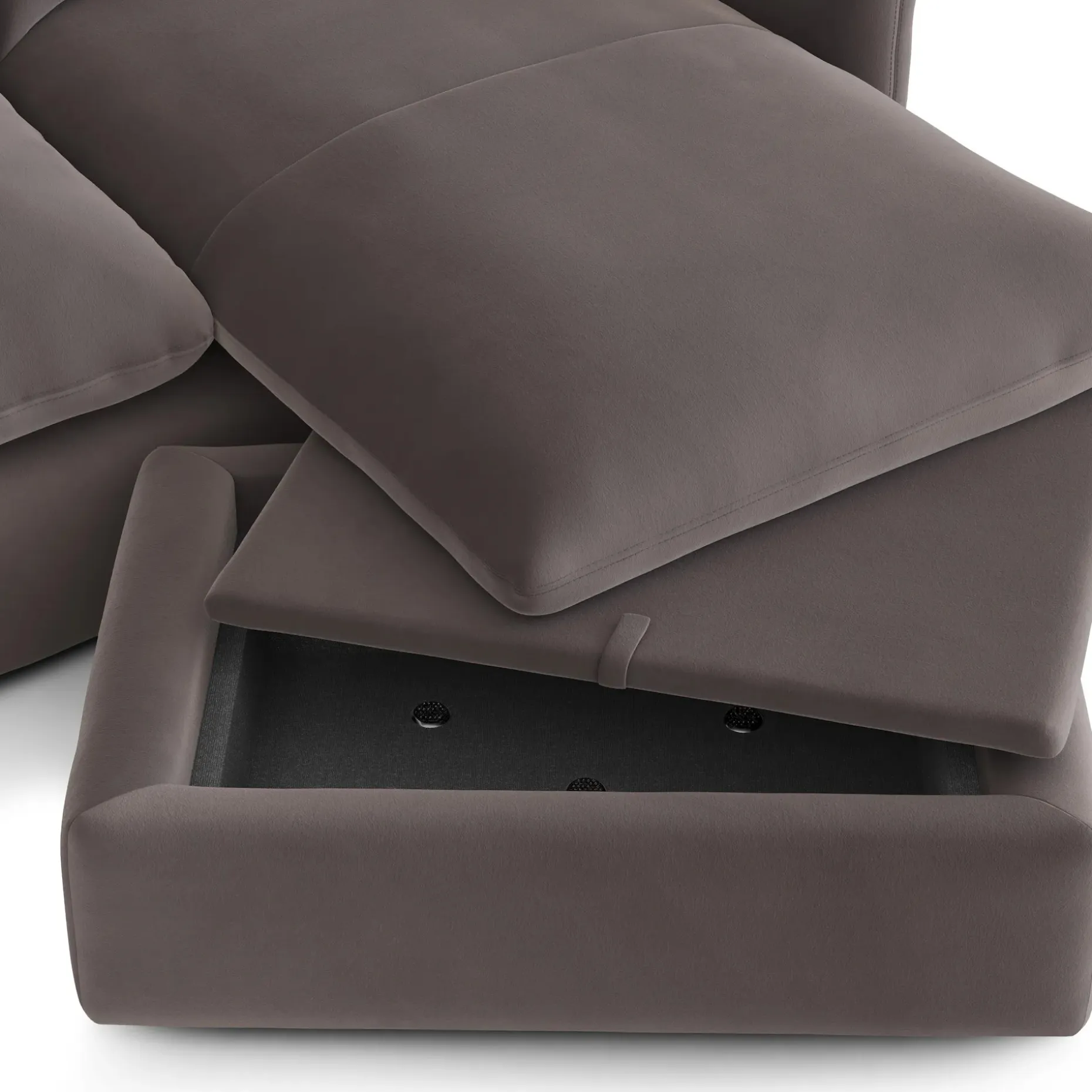 Leigh 86" Velvet Reversible Storage Sectional - Hale Warm Gray