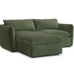 Leigh 86" Velvet Reversible Storage Sectional - Hale Fir Green