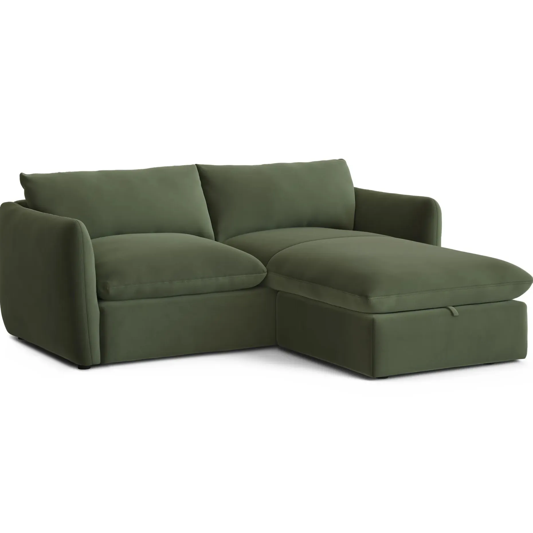 Leigh 86" Velvet Reversible Storage Sectional - Hale Fir Green