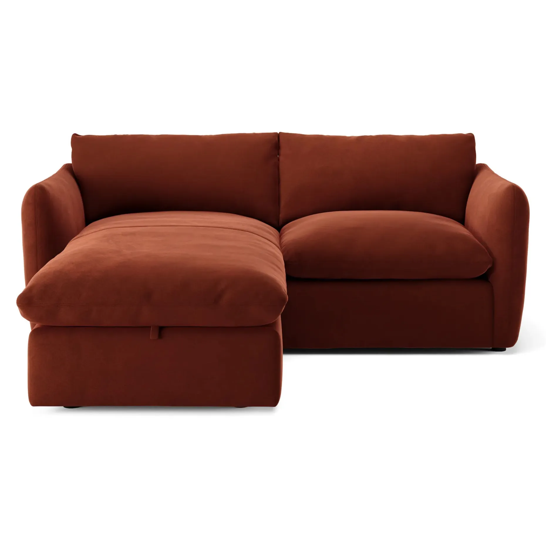 Leigh 86" Velvet Reversible Storage Sleeper Sectional - Hale Rust