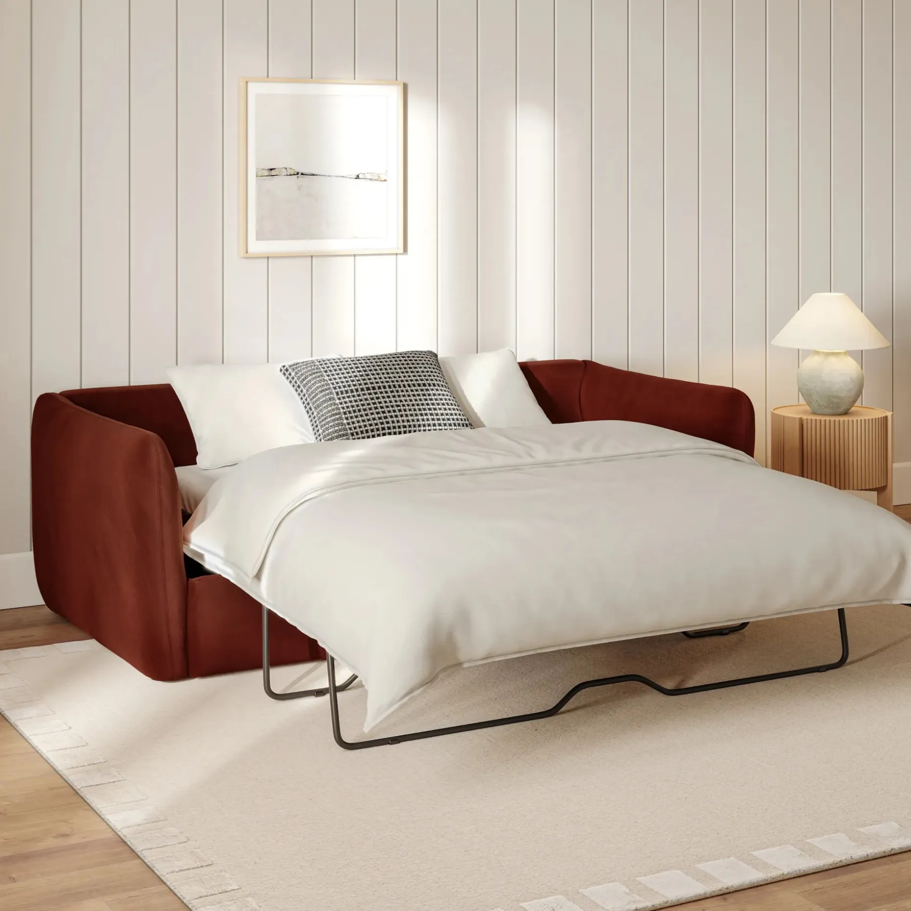Leigh 86" Velvet Reversible Storage Sleeper Sectional - Hale Rust