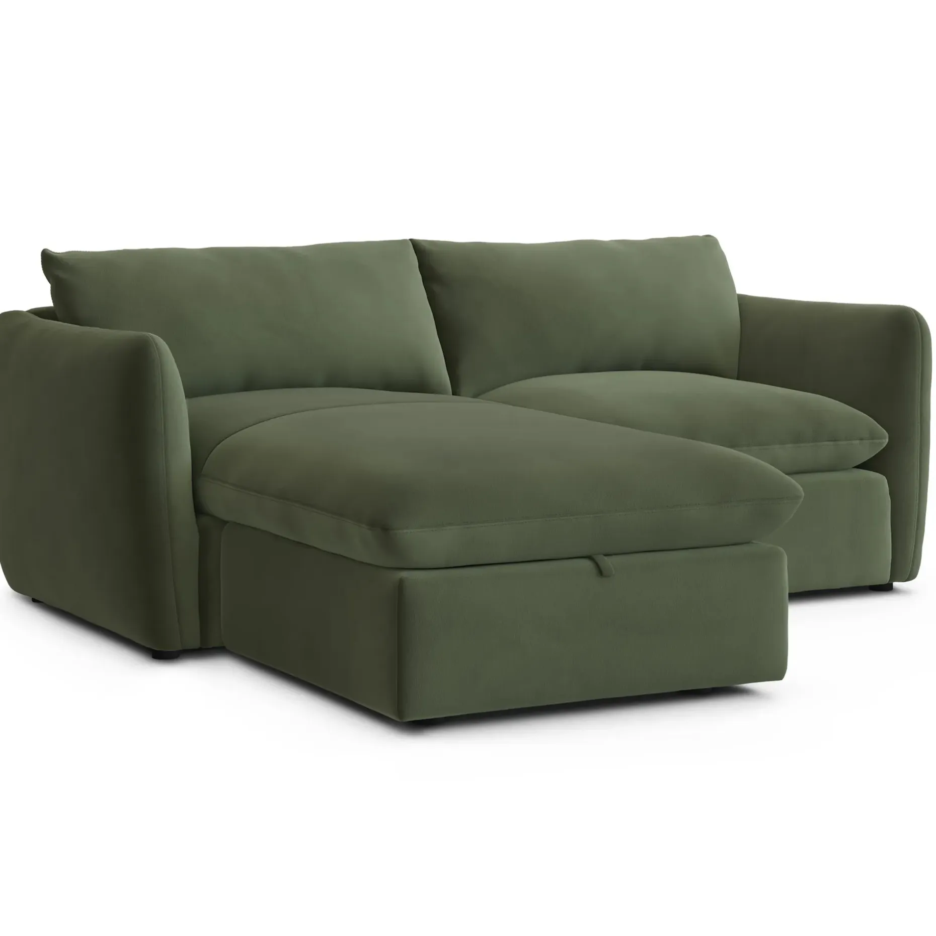 Leigh 86" Velvet Reversible Storage Sleeper Sectional - Hale Fir Green