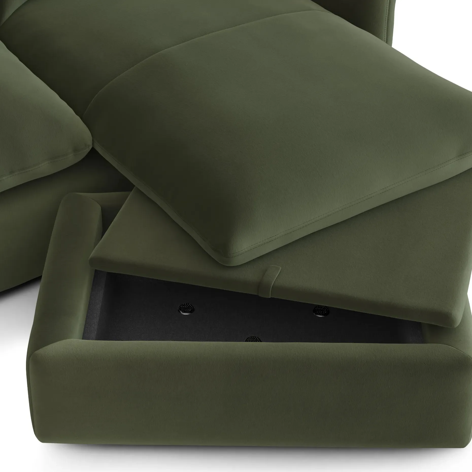 Leigh 86" Velvet Reversible Storage Sleeper Sectional - Hale Fir Green