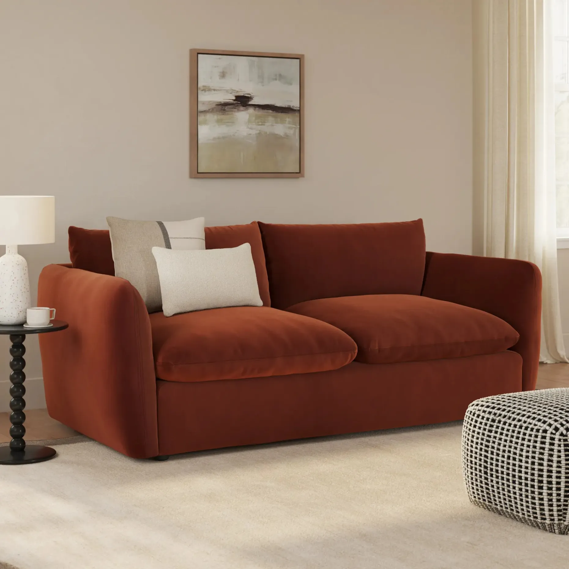 Leigh 86" Velvet Sofa Bed - Hale Rust