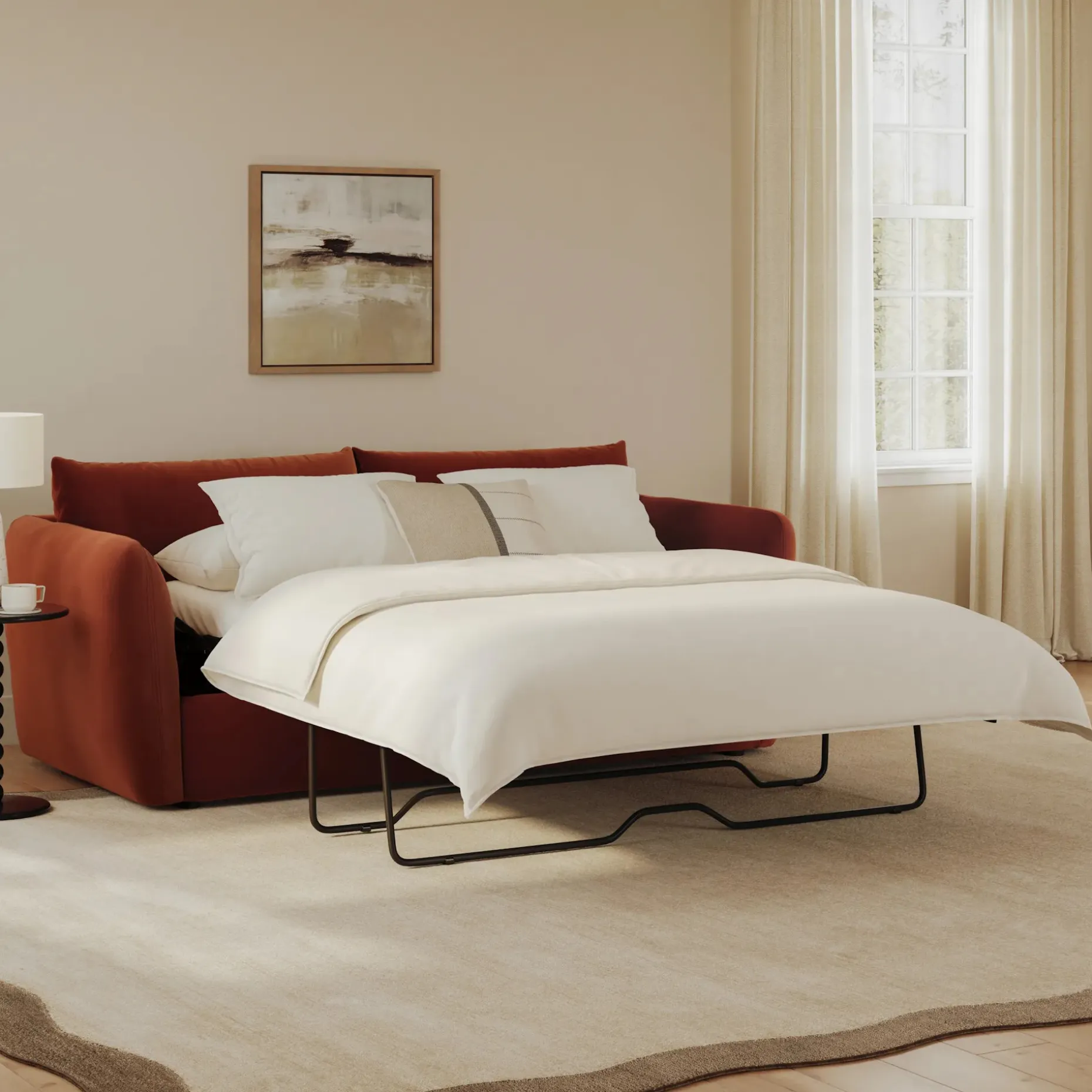 Leigh 86" Velvet Sofa Bed - Hale Rust