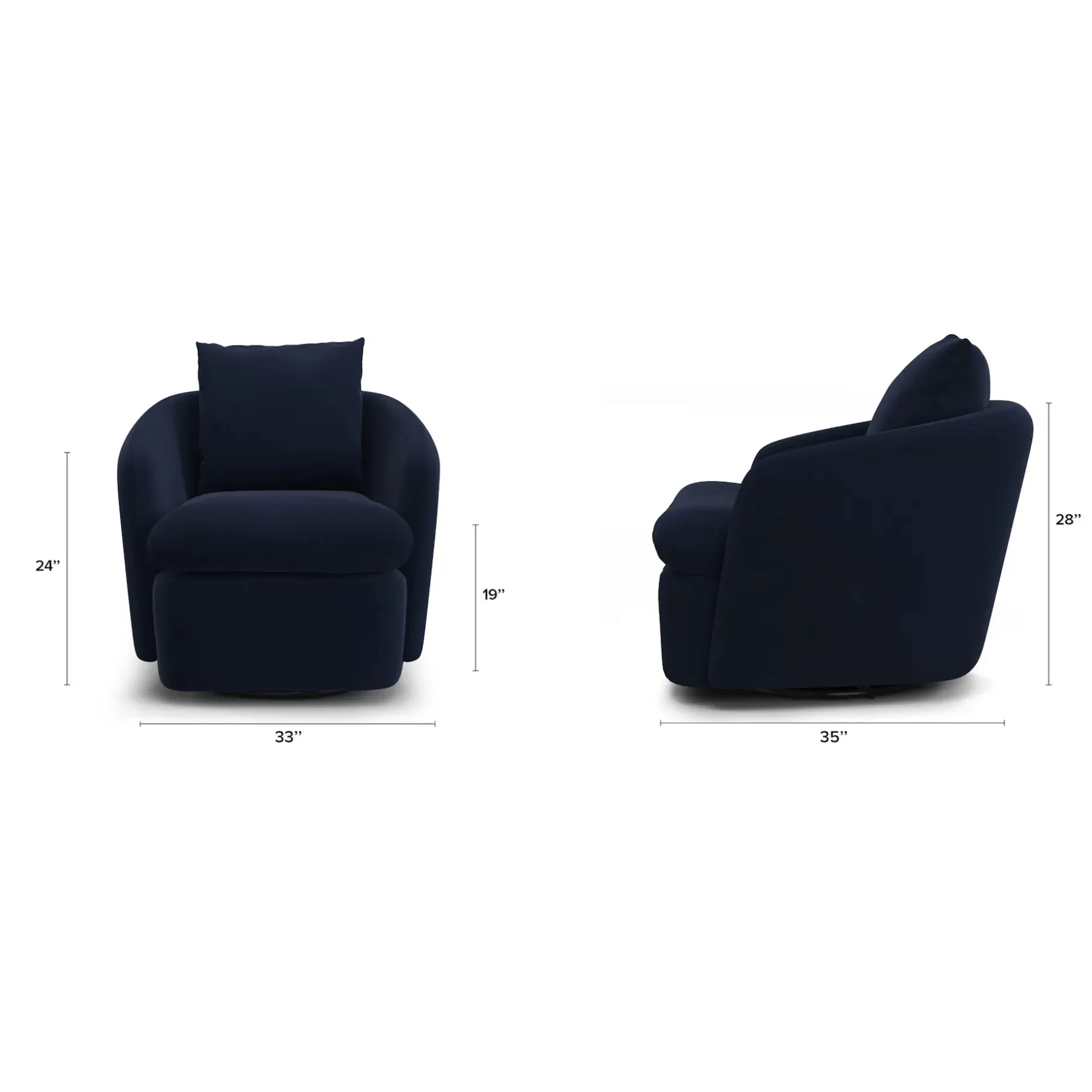 Leigh 33" Velvet Swivel Lounge Chair - Hale Ink