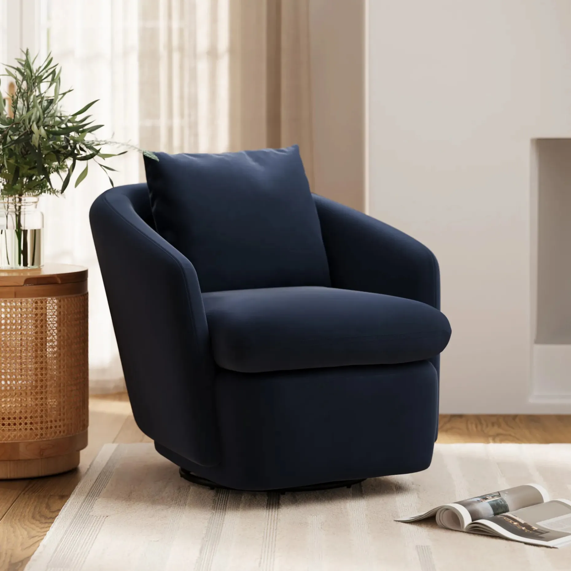 Leigh 33" Velvet Swivel Lounge Chair - Hale Ink