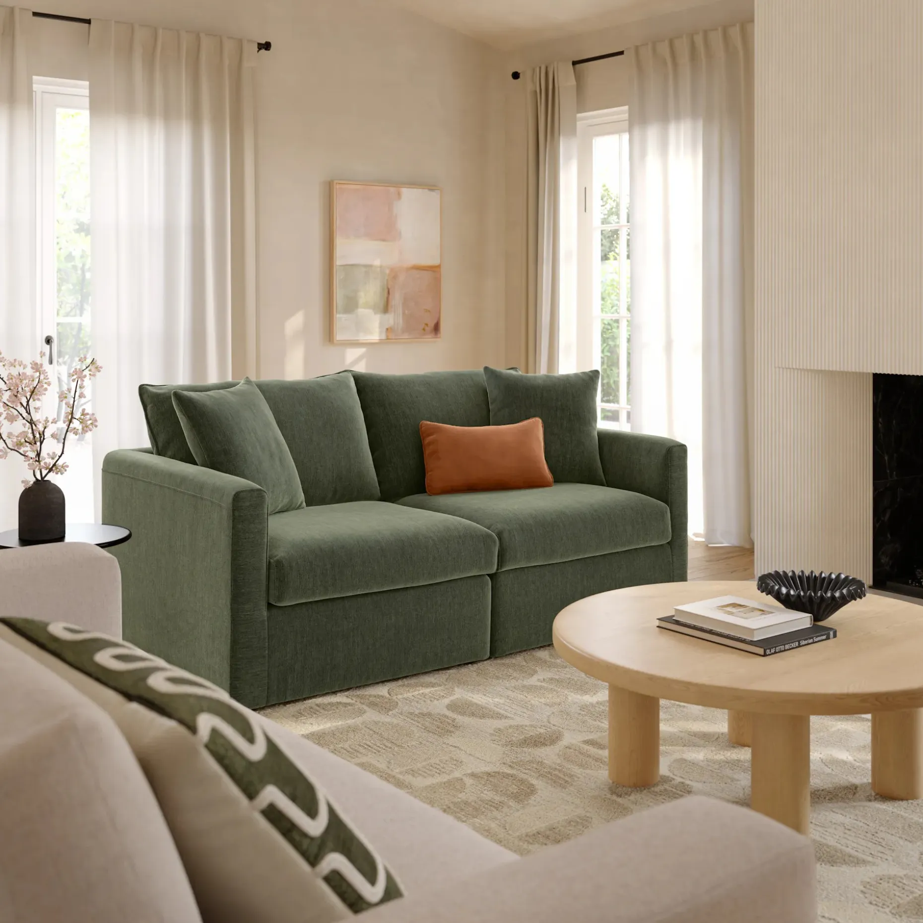 Lenae 72" Modular Loveseat - Eleos Green