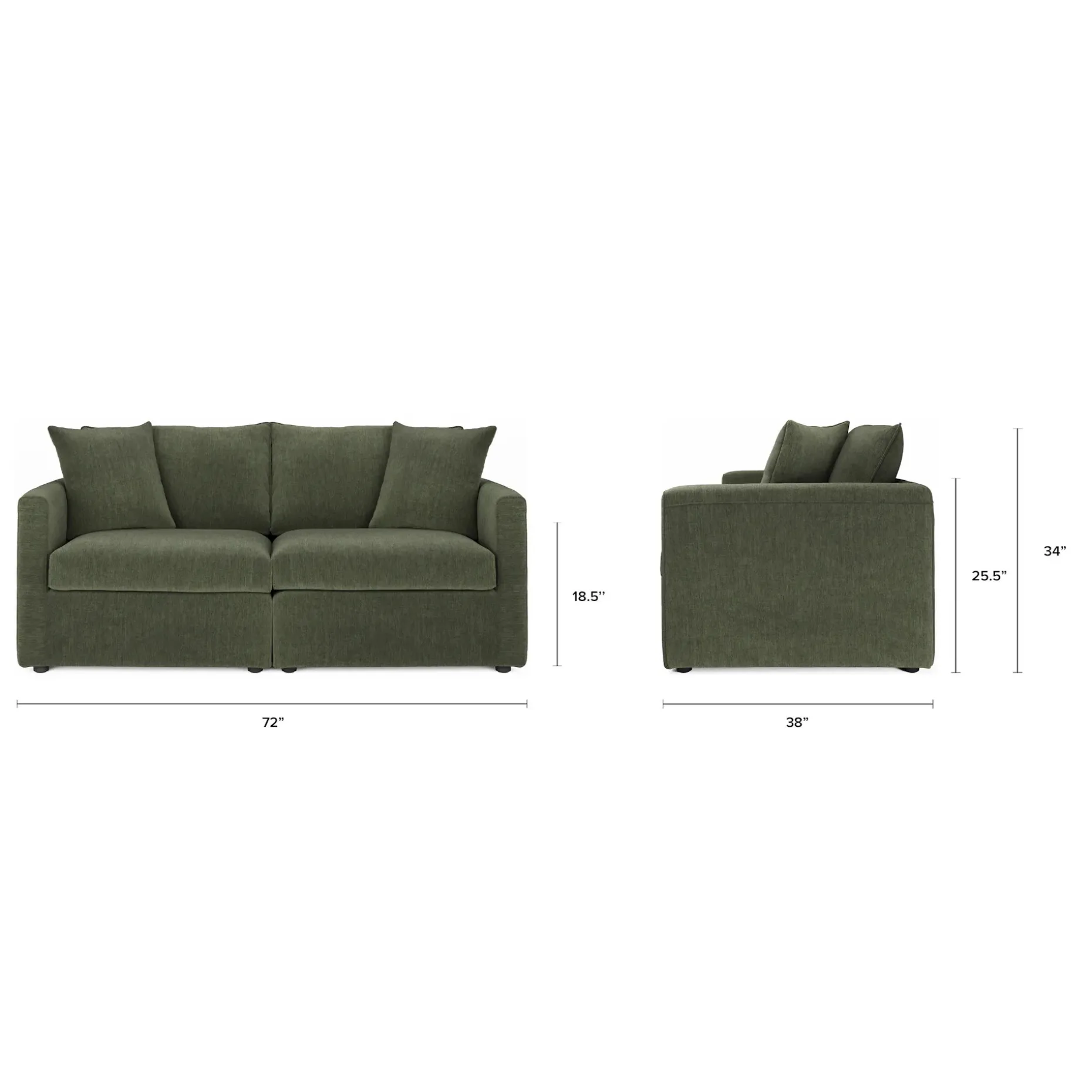 Lenae 72" Modular Loveseat - Eleos Green