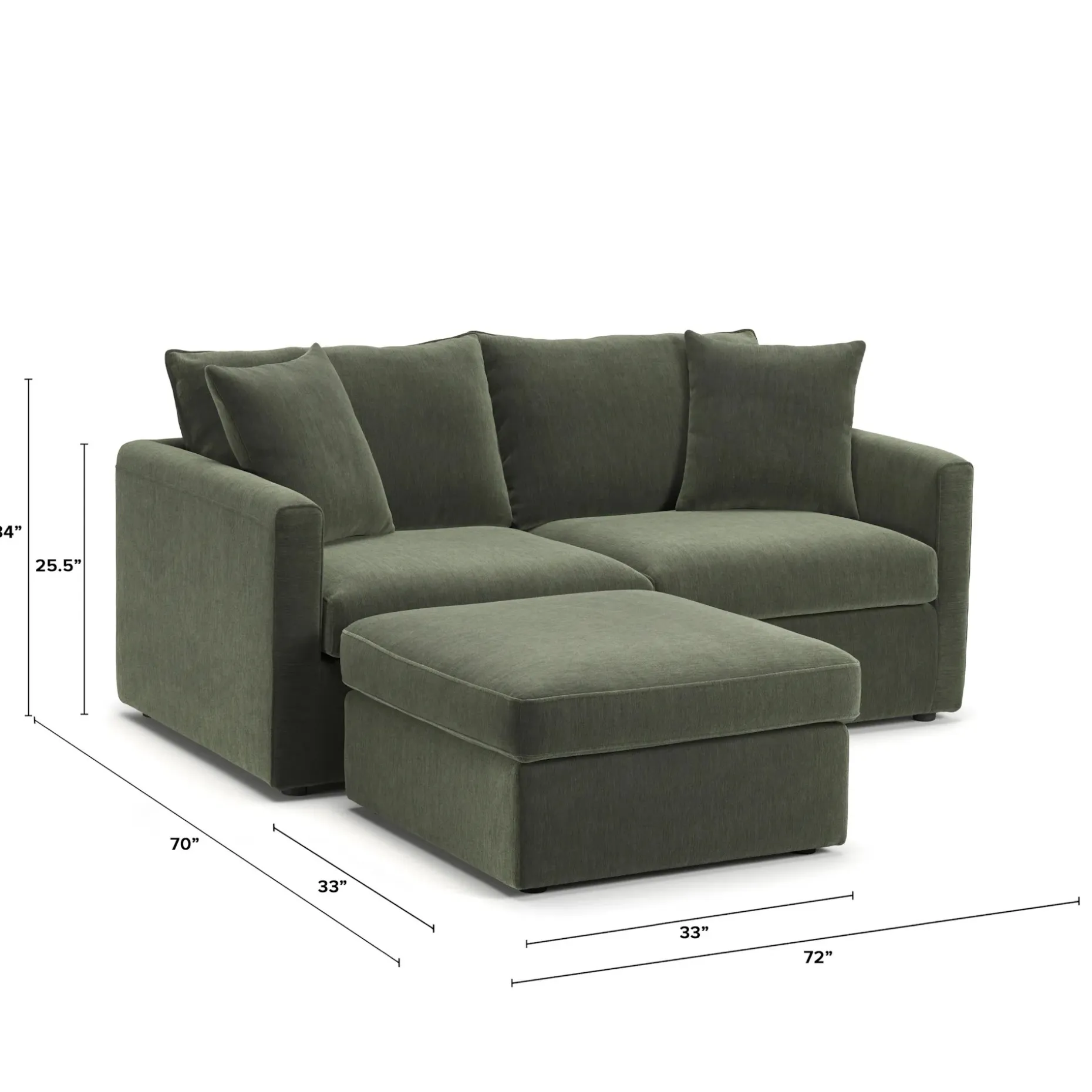 Lenae 72" Modular Sectional - Eleos Green
