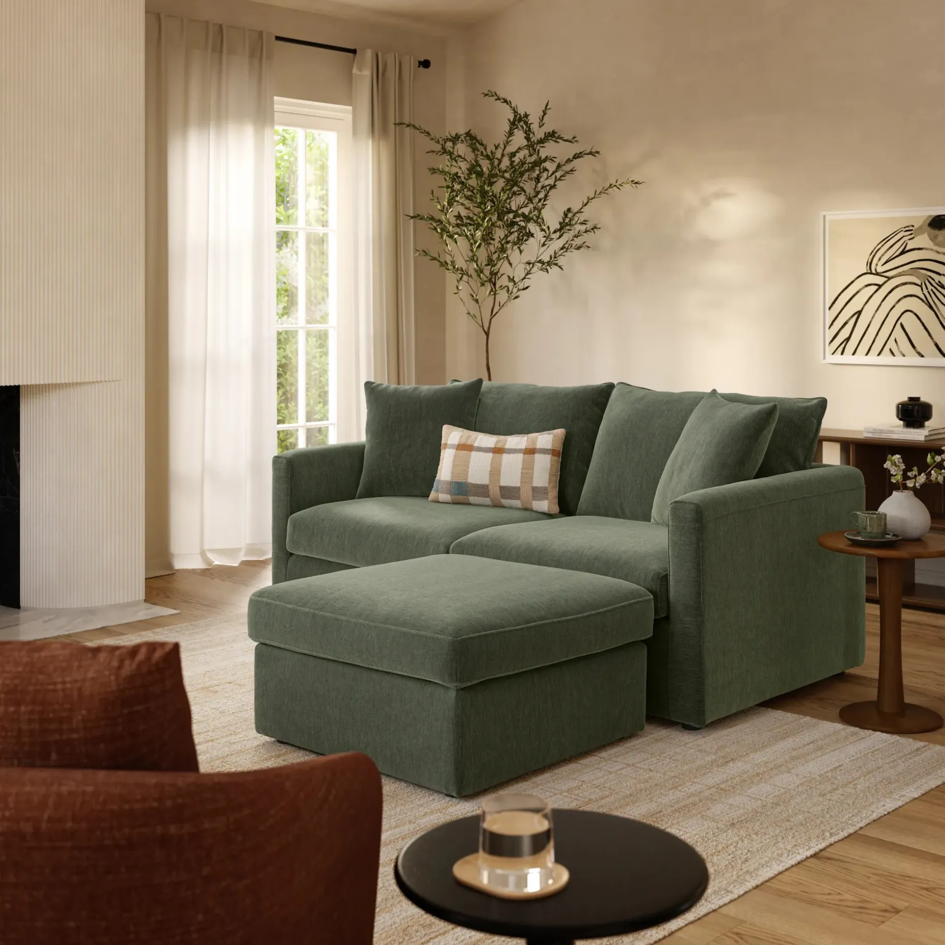 Lenae 72" Modular Sectional - Eleos Green