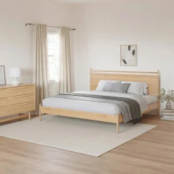 Lenia King Panel Bed - White Oak