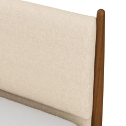 Lenia King Upholstered Bed - Walnut and Hestia Buff