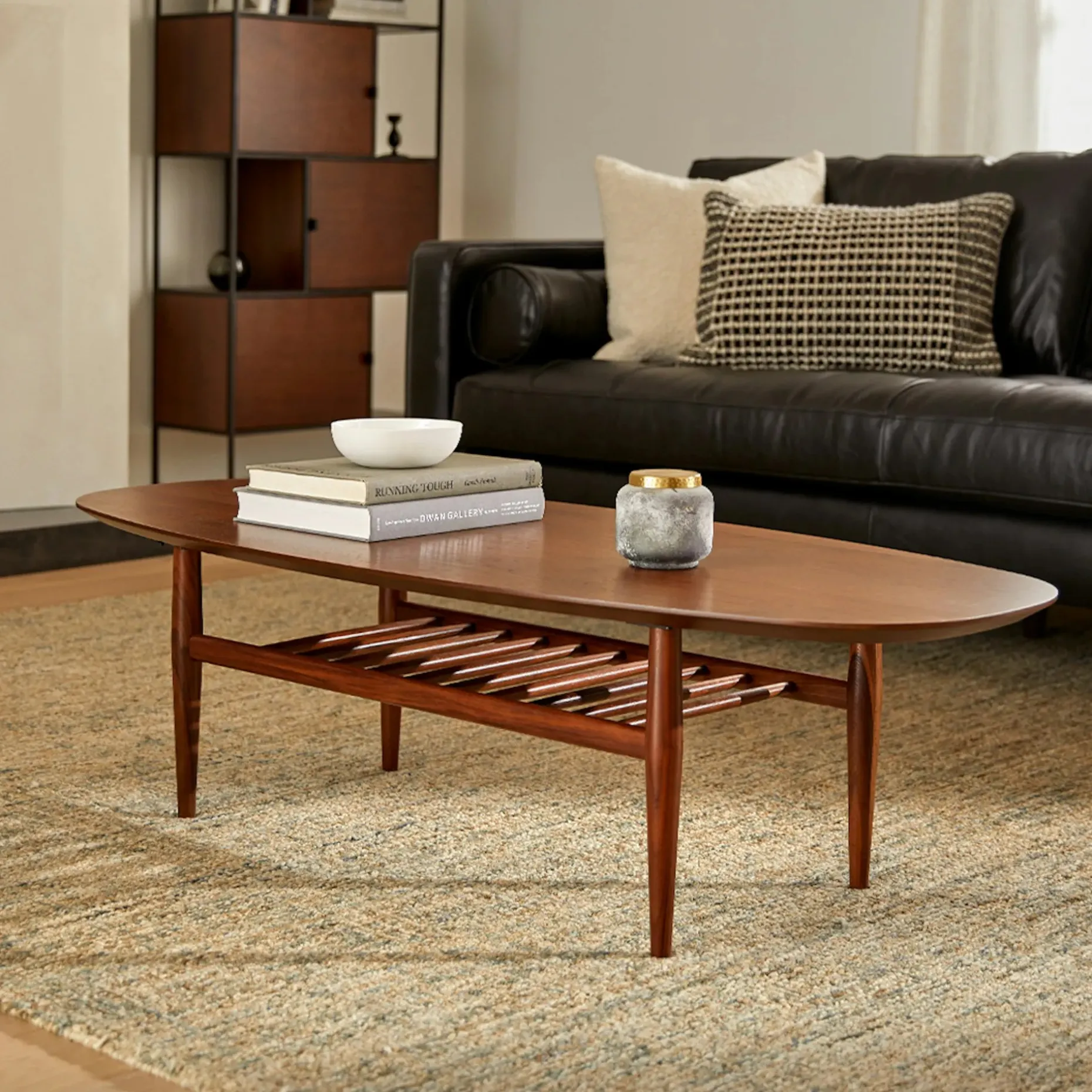 Lenia 53.5" Oval Coffee Table - Walnut