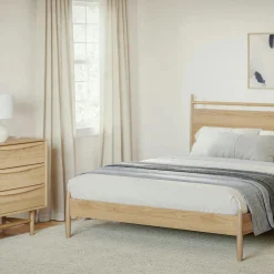 Lenia Queen Panel Bed - White Oak