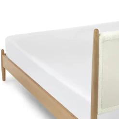 Lenia Queen Upholstered Bed - White Oak and Lunaria White Bouclé