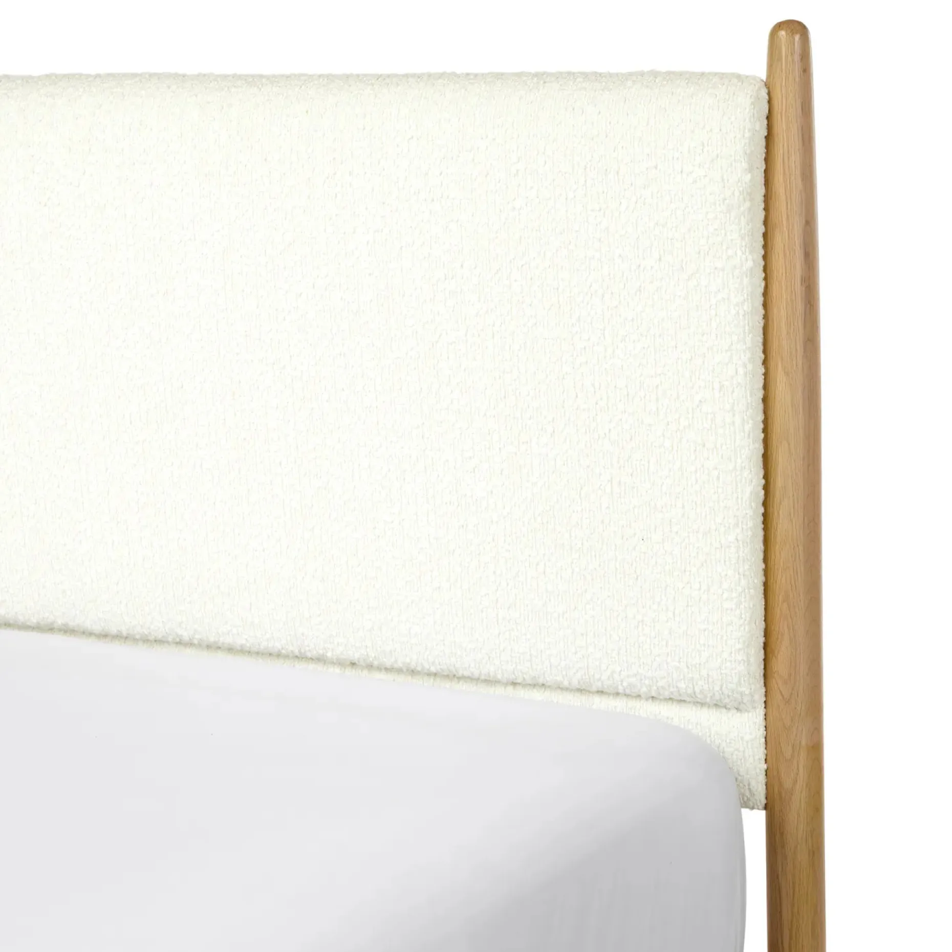 Lenia Queen Upholstered Bed - White Oak and Lunaria White Bouclé
