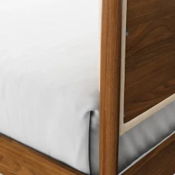 Lenia Queen Upholstered Bed - Walnut and Hestia Buff