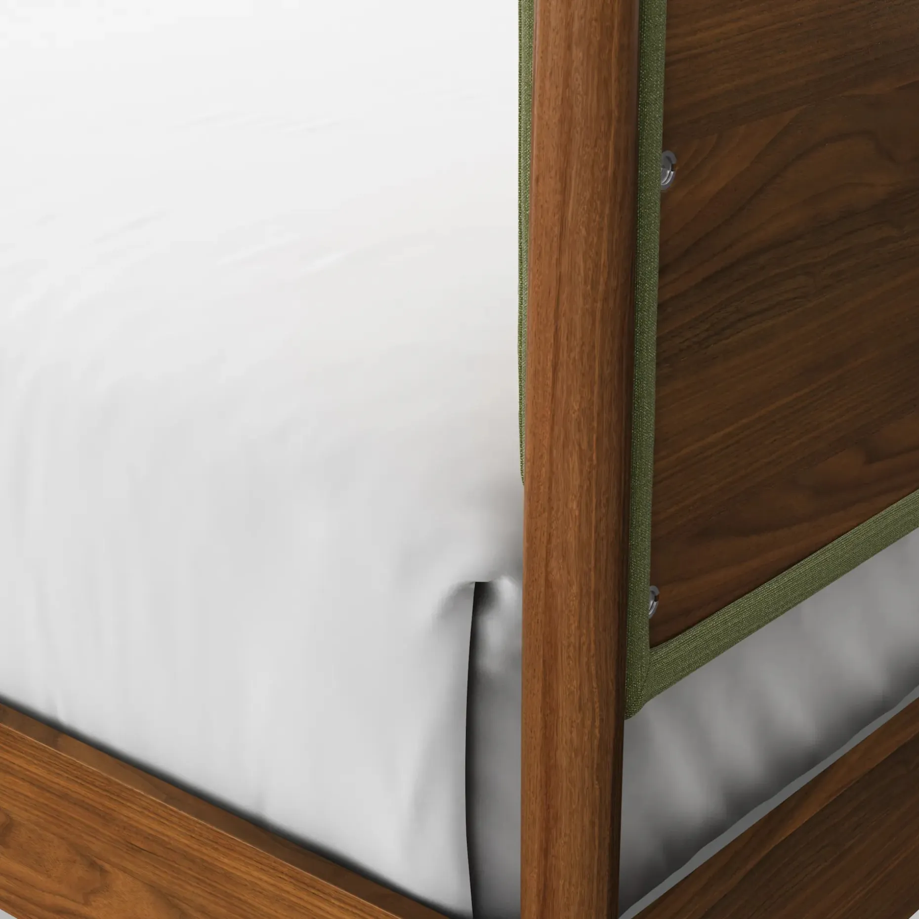 Lenia Queen Upholstered Bed - Walnut and Flou Moss
