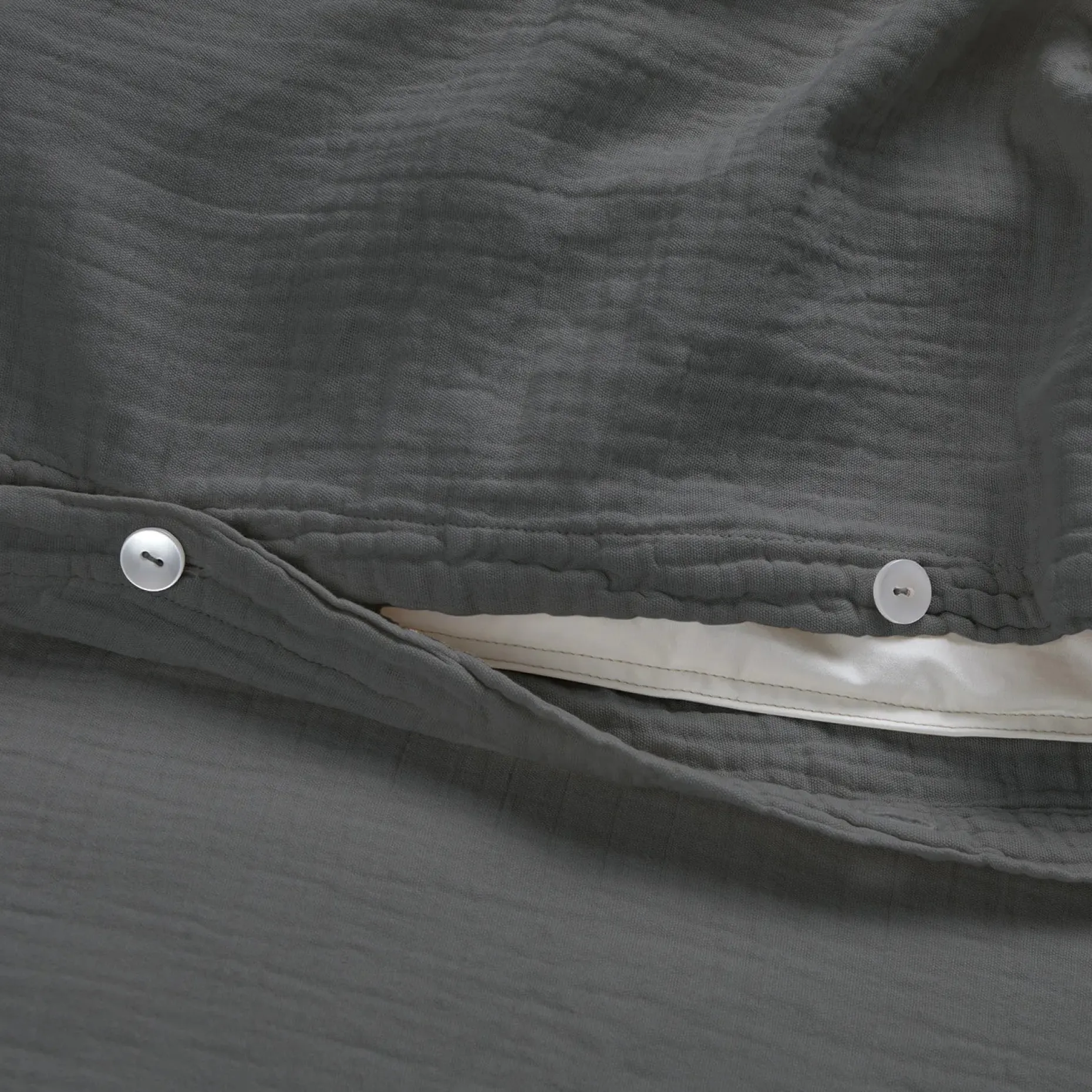 Leni Queen Cotton Gauze Duvet Cover - Charcoal