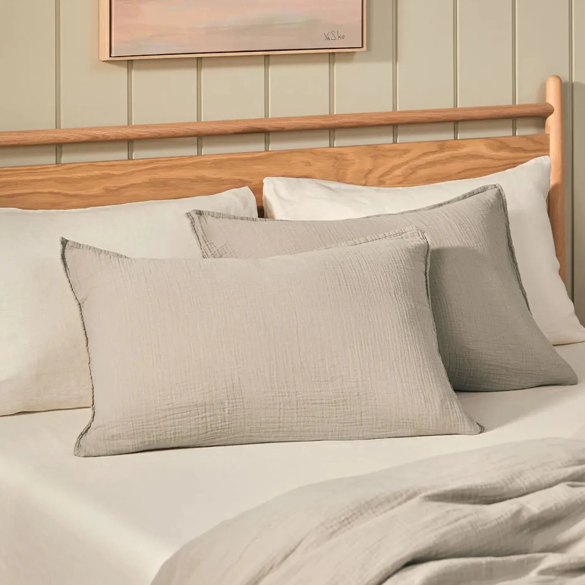 Leni Queen Cotton Gauze Duvet Cover - Taupe