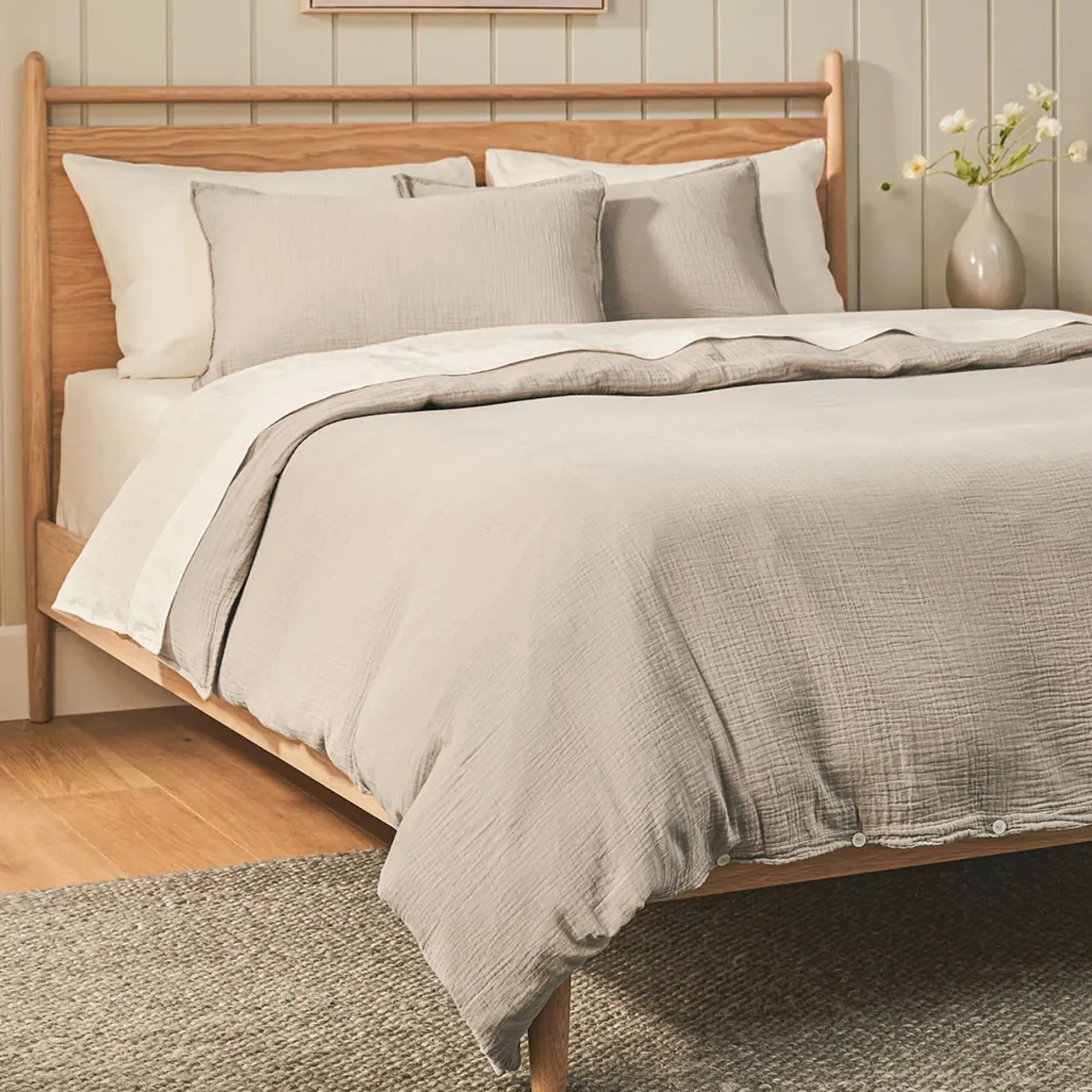 Leni Queen Cotton Gauze Duvet Cover - Taupe